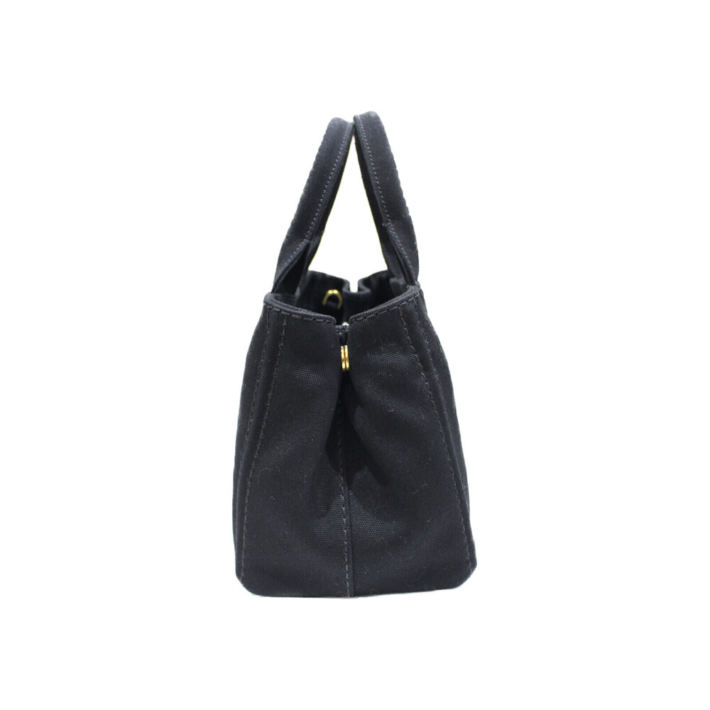 Prada Strap Black card Canvas Canapa Bag Handbag Shoulder